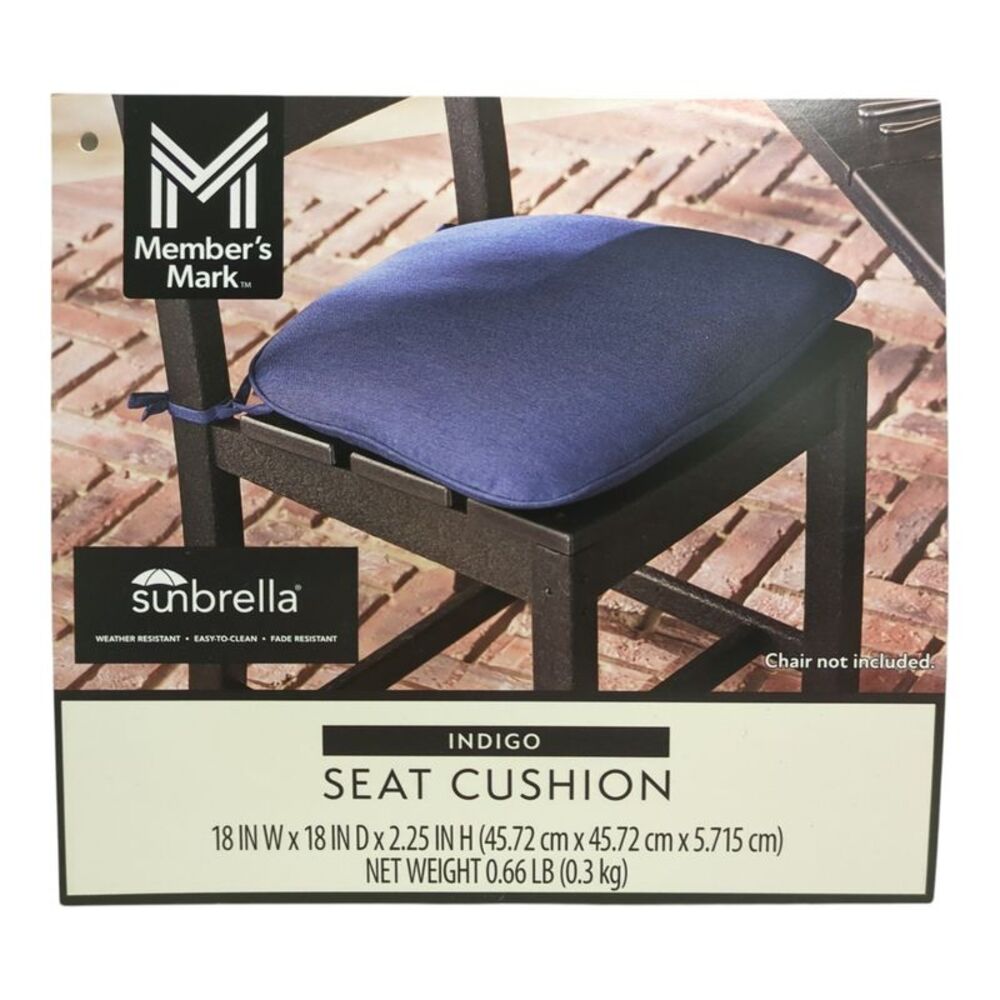 Member's Mark 18" Dining Cushion with Sunbrella Fabric - Indigo